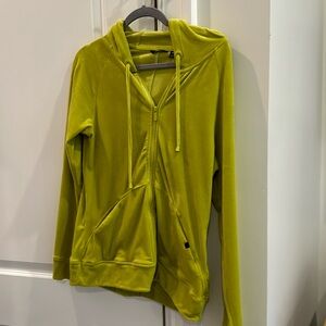 Peach Velor  chartreuse zip up